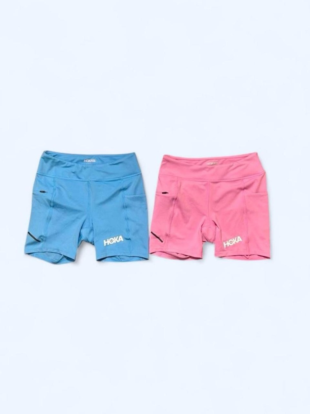 Hoka Women’s Active Bike Shorts in Blue and Pink